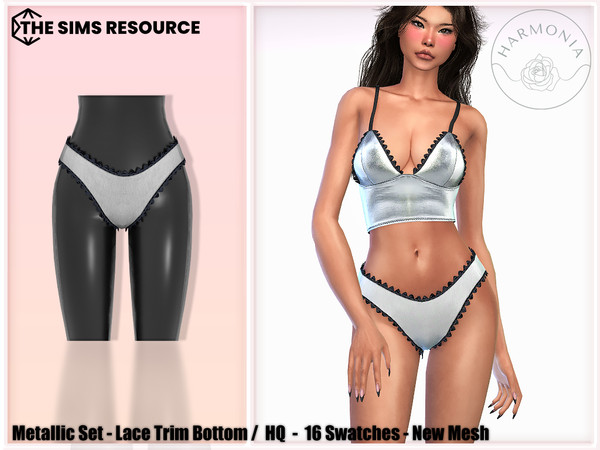 Sims 4 — Metallic Set - Lace Trim Bottom by Harmonia — New Mesh