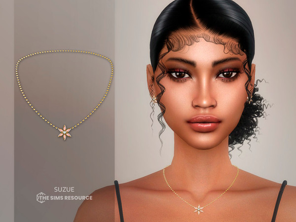 Sims 4 — Flower Necklace by Suzue — New Mesh (Suzue)