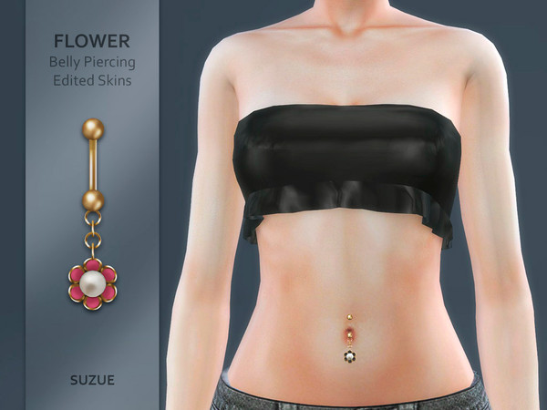 Sims 4 — Flower Belly Piercing V2 Edited Skins by Suzue — New Mesh (Suzue)