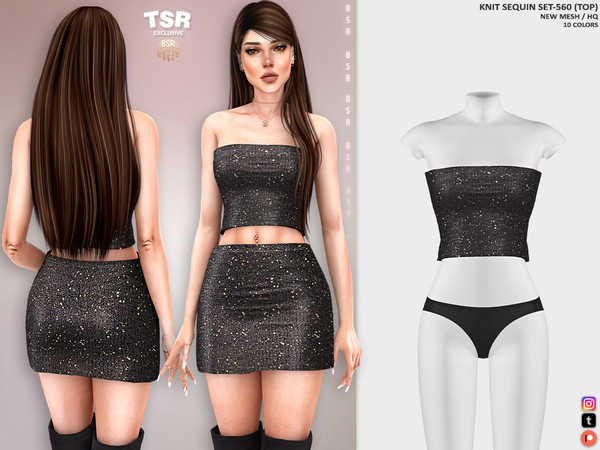 Sims 4 — KNIT SEQUIN SET-560 (TOP) BD1441 by busra-tr — 10 colors Adult, Elder, Teen, Young Adult