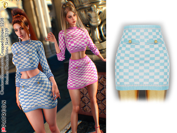 Sims 4 — PATREON - Medusa Checked Mini Skirt S239 by Daph's — 8 Swatches