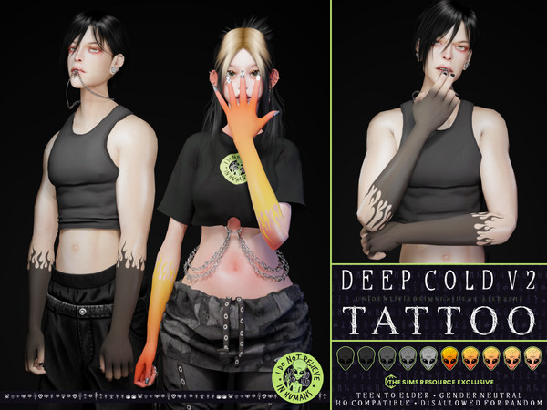 Sims 4 — Deep Cold V2 Tattoo by unidentifiedsims — x2 Colours