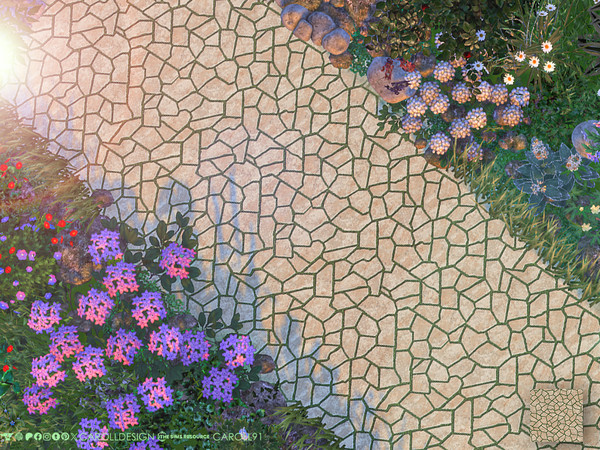 Sims 4 — Spaccato Terrain Paint by Caroll912 — A single swatch of flagstone paving terrain paint in brown tones. Suitable