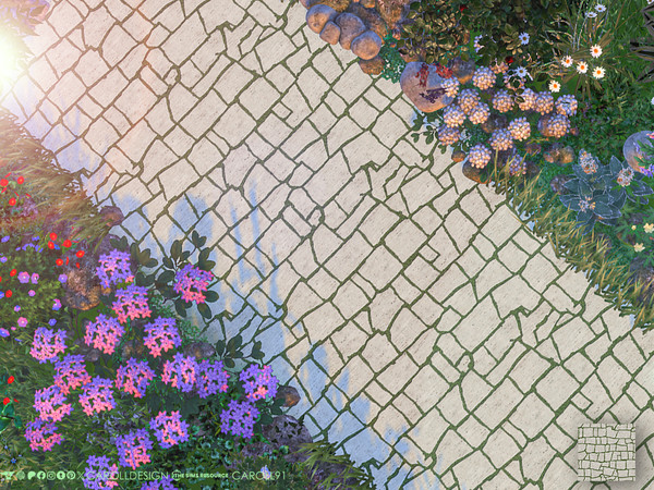 Sims 4 — Spaccato Terrain Paint 2 by Caroll912 — A single swatch of flagstone paving terrain paint in light grey tones.