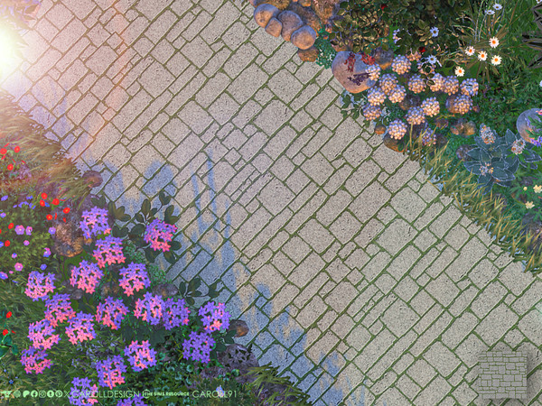 Sims 4 — Spaccato Terrain Paint 3 by Caroll912 — A single swatch of flagstone paving terrain paint in grey tones.