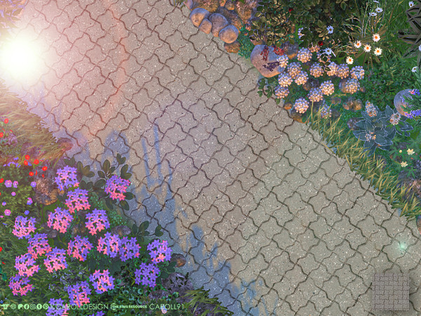 Sims 4 — Marea Terrain Paint by Caroll912 — A single swatch of wavy concrete bricks terrain paint in grey tones. Suitable