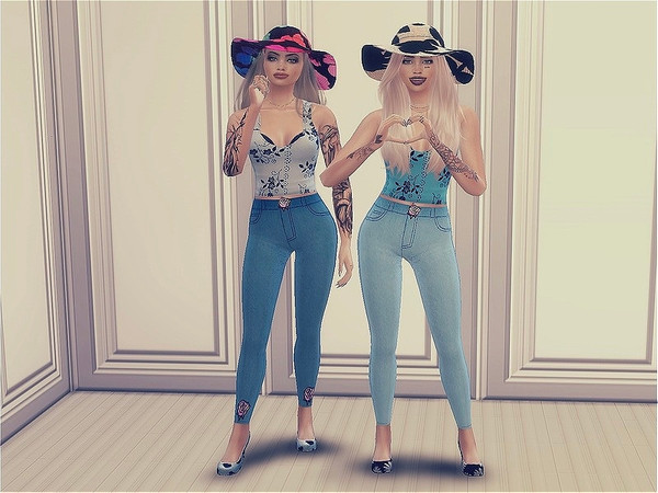 Sims 4 — Hat.package by Simsska — The set includes a shirt, pants, hat and shoes