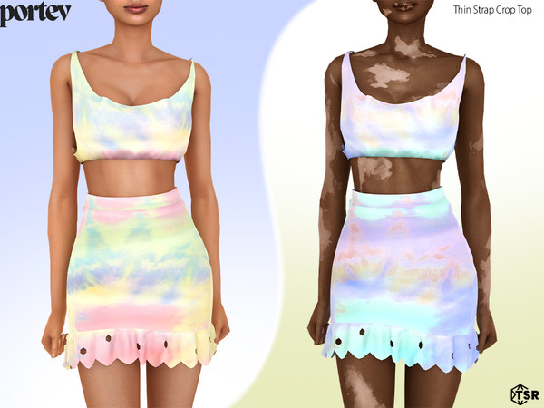 Sims 4 — Thin Strap Crop Top by portev — new Mesh 14 colors
