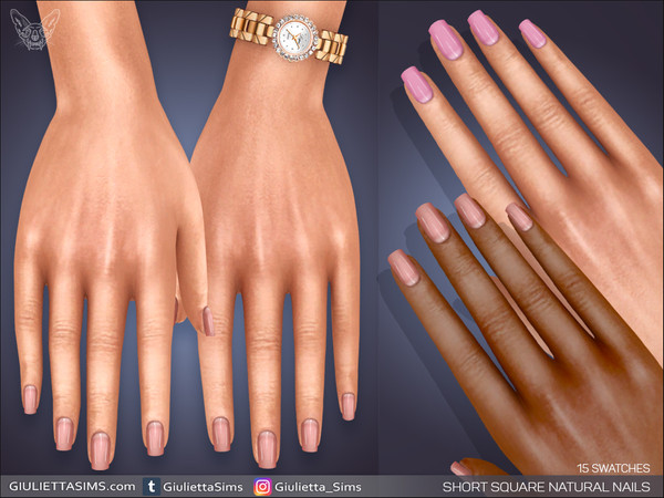 Sims 4 — Short Square Natural Nails by feyona — Short Square Natural Nails come with 15 swatches. These nails are perfect