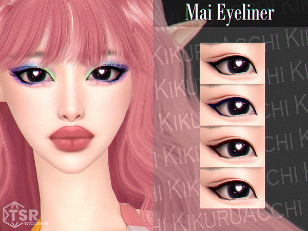 Sims 4 — Mai Eyeliner by Kikuruacchi — - It is suitable for Female and Male. ( Teen to Elder ) - 4 swatches - HQ