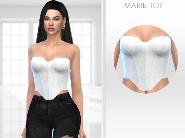 Sims 4 — Marie Top by Puresim — White top for female sims.