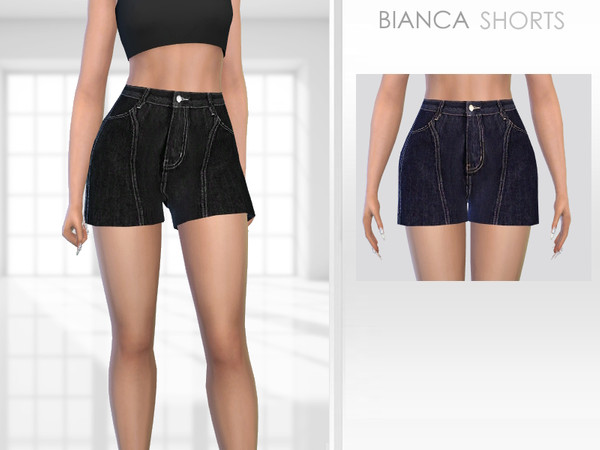 Sims 4 — Bianca Shorts by Puresim — Denim shorts in 2 swatches.