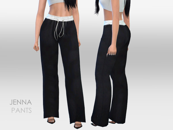 Sims 4 — Jenna Pants by Puresim — Black pants for female sims.