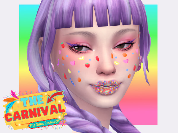 Sims 4 — Carnival Sweet Tooth Facepaint by Sagittariah — base game compatible, 3 swatches, properly tagged, enabled for