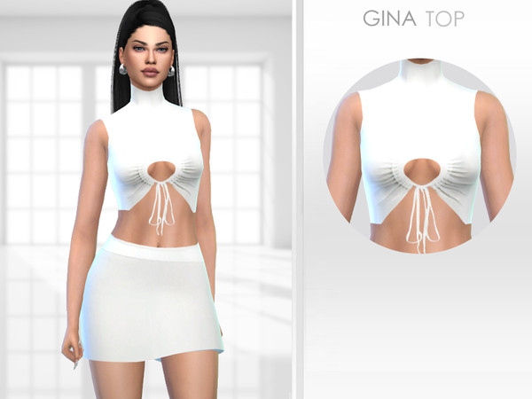 Sims 4 — Gina Top by Puresim — White top for female sims.