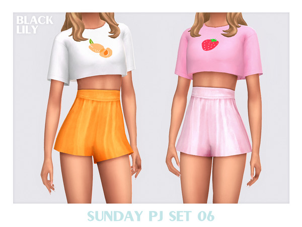 Sims 4 — Sunday PJ Set 06 by Black_Lily — YA, A, Teen