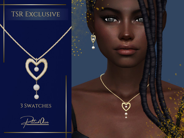 Sims 4 — Katherine Necklace by Pitted0live — Heart shaped pendant with pearls Custom catalog image