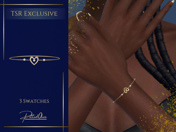 Sims 4 — Katherine Bracelet by Pitted0live — Dainty bracelet with a heart and pearl accent Custom catalog image