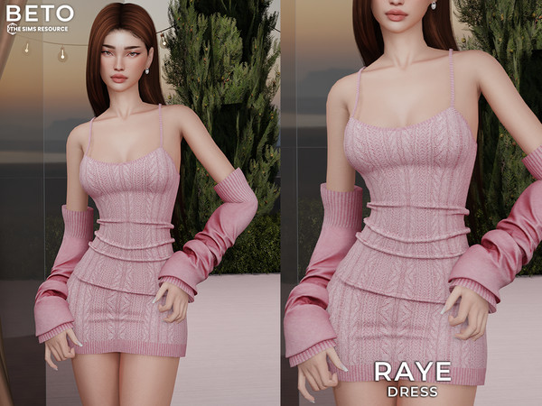 Sims 4 — Raye (Dress) by Beto_ae0 — Tender and feminine cotton outfit
