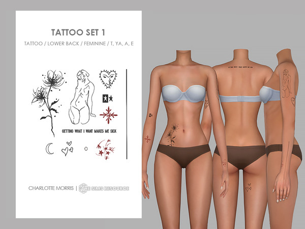 Sims 4 — Tattoo Set 1 by Charlotte_Morris — Skin Details - Tattoos