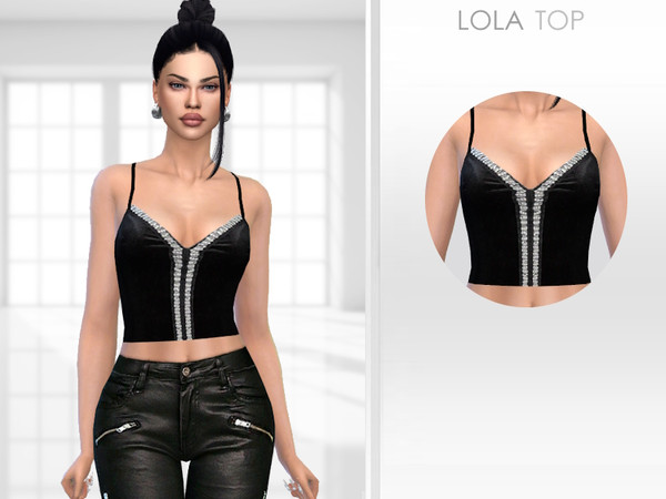 Sims 4 — Lola Top by Puresim — Black top for female sims.