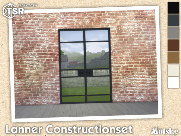 Sims 4 — Lanner Door Glass 2x1 by Mutske — Modern set which contains windows, doors, arches and blinds. Make sure that