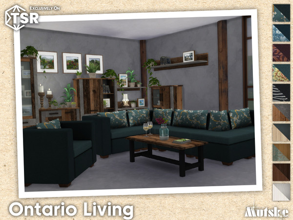 Sims 4 — Ontario Livingroom by Mutske — Ontario Livingroom set with seating, surface and more, some have slots to put