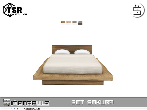 Sims 4 — Set Sakura - Bed by Simenapule — Set SakuraSet SakuraSet SakuraSet Sakura