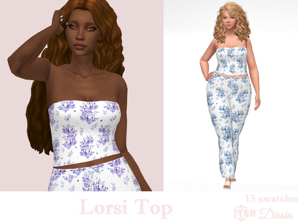 Sims 4 — Lorsi Top by Dissia — Tube short floral top