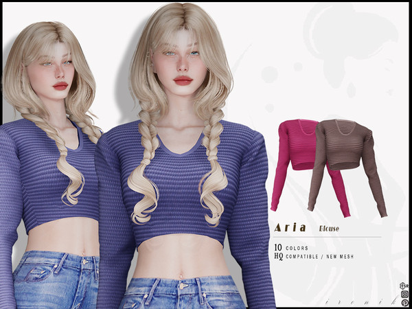 Sims 4 — Aria Blouse by _ironik_ — -10 Colors