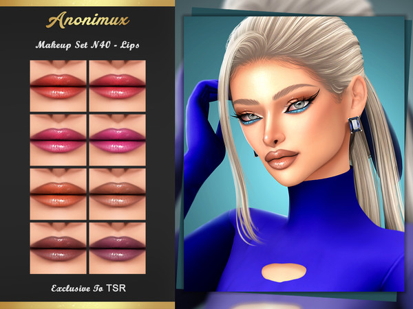 Sims 4 — Makeup Set N40 - Lips by Anonimux_Simmer — - 8 Swatches
