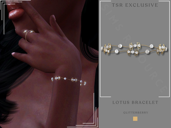 Sims 4 — Lotus Bracelet by Glitterberryfly — A gold lotus bracelet with diamonds
