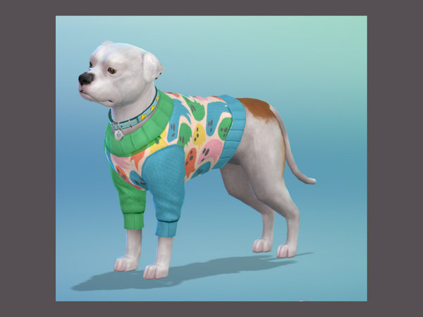 Sims 4 — Small Dog Jumper Ghost Jumper.package by Konswella — Jumper for dogs with colourful ghosts on
