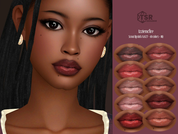 Sims 4 — IMF Scout Lipstick N.627 by IzzieMcFire — Scout Lipstick N.627 contains 10 colors in hq texture. Standalone item