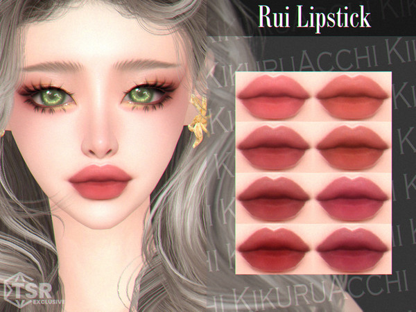 Sims 4 — Rui Lipstick by Kikuruacchi — - It is suitable for Female and Male. ( Teen to Elder ) - 8 swatches - HQ