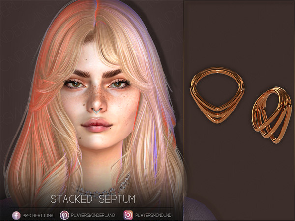 Sims 4 — Stacked Septum Rings by PlayersWonderland — Stacked septum rings for your alternative Sims! - 5 Swatches