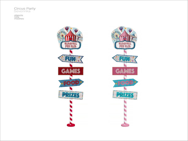 Sims 4 — Circus - party guide-board by Severinka_ — A set of furniture and decor for the design of a party in a circus