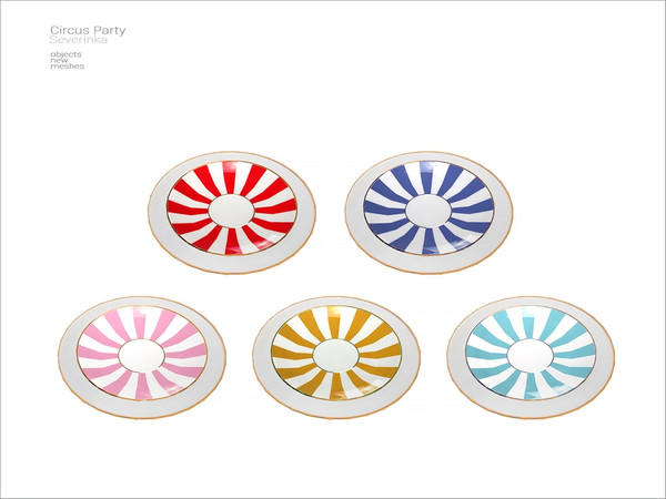 Sims 4 — Circus - tableware by Severinka_ — A set of furniture and decor for the design of a party in a circus style.