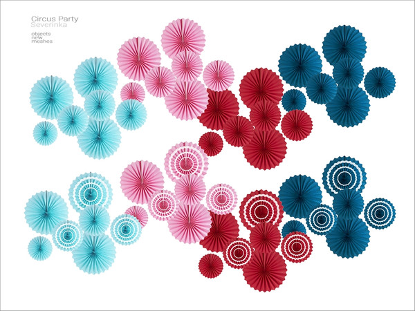 Sims 4 — Circus - wall paper party fans by Severinka_ — A set of furniture and decor for the design of a party in a