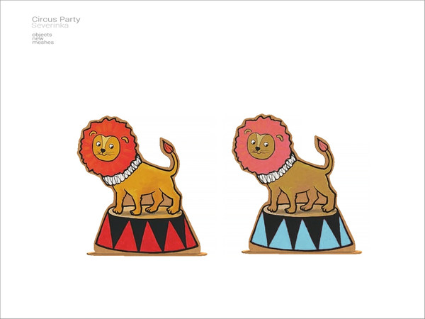 Sims 4 — Circus - cardboard Leo by Severinka_ — A set of furniture and decor for the design of a party in a circus style.