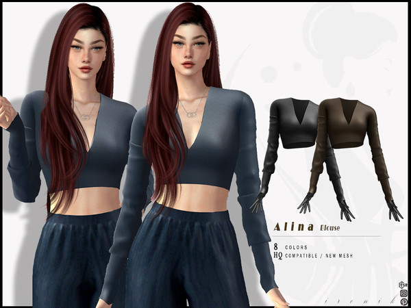 Sims 4 — Alina SET - Blouse by _ironik_ — -8 Colors