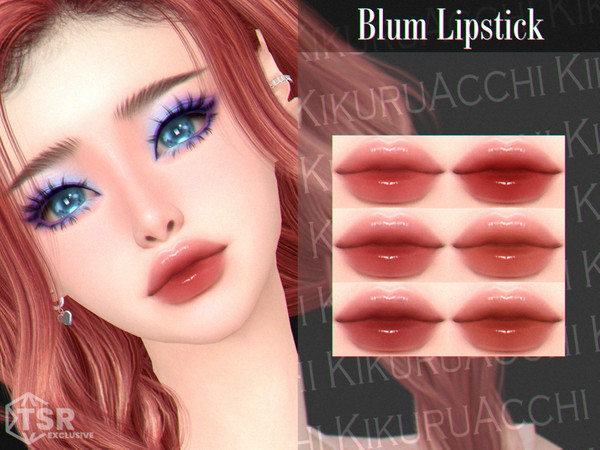 Sims 4 — Blum Lipstick by Kikuruacchi — - It is suitable for Female and Male. ( Teen to Elder ) - 6 swatches - HQ