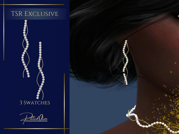 Sims 4 — Princey Earrings by Pitted0live — Pearl and gold drop earrings Custom catalog image Custom spec map