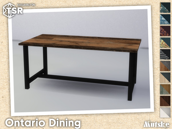Sims 4 — Ontario Diningtable 2x1 by Mutske — Ontario Diningroom set with seating, surface and more, some have slots to