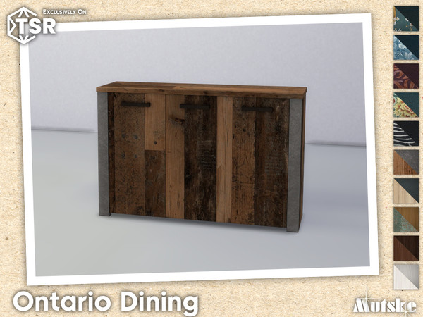 Sims 4 — Ontario Sideboard Bottom by Mutske — Ontario Diningroom set with seating, surface and more, some have slots to