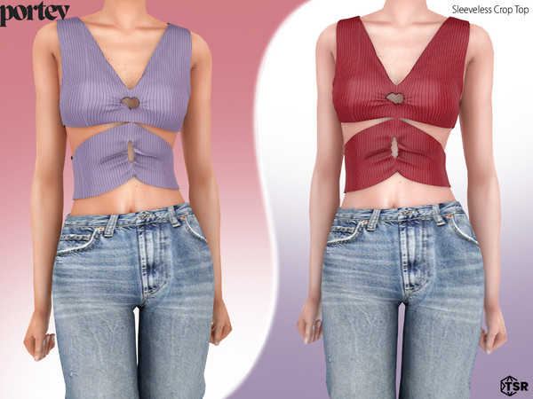 Sims 4 — Sleeveless Crop Top by portev — new Mesh 9 colors