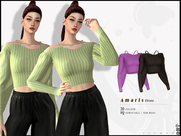 Sims 4 — Amaris Blouse by _ironik_ — -20 Colors