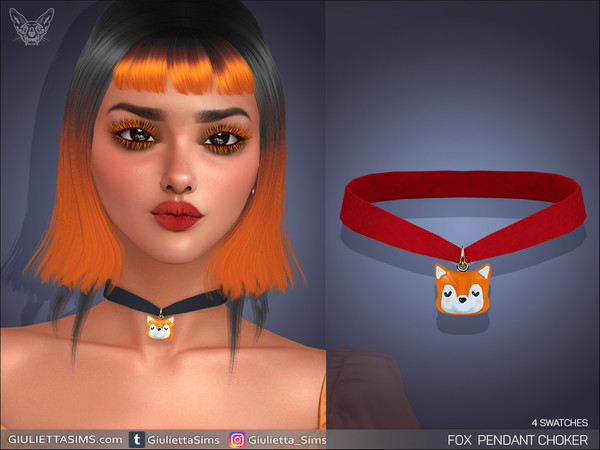 Sims 4 — Fox Pendant Choker by feyona — Fox Pendant Choker comes with 4 swatches.