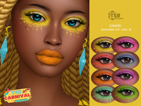 Sims 4 — IMF Neon Eyeshadow N.378 The Carnival by IzzieMcFire — Neon Eyeshadow N.378 contains 8 colors in hq texture.