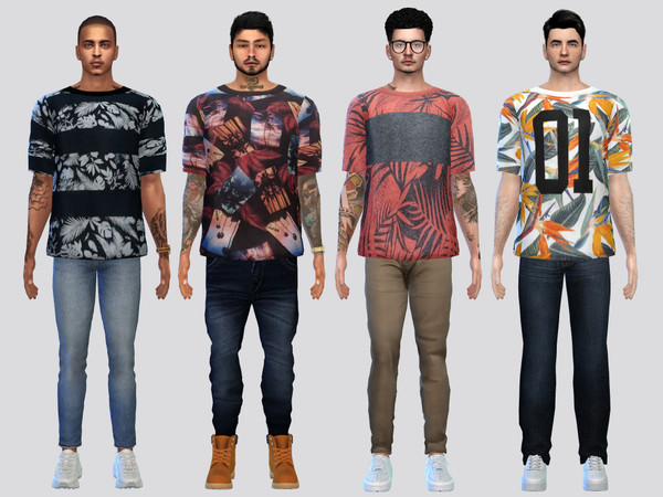 Sims 4 — Tropical Print Tees by McLayneSims — TSR EXCLUSIVE